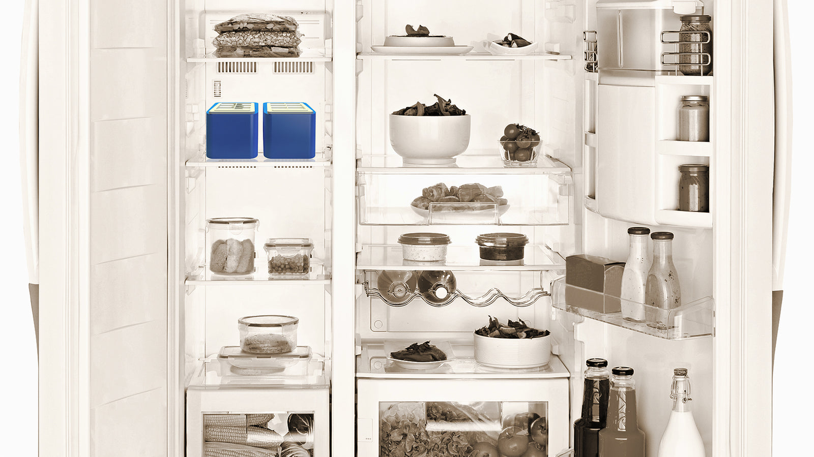 Two sets fitting in freezer