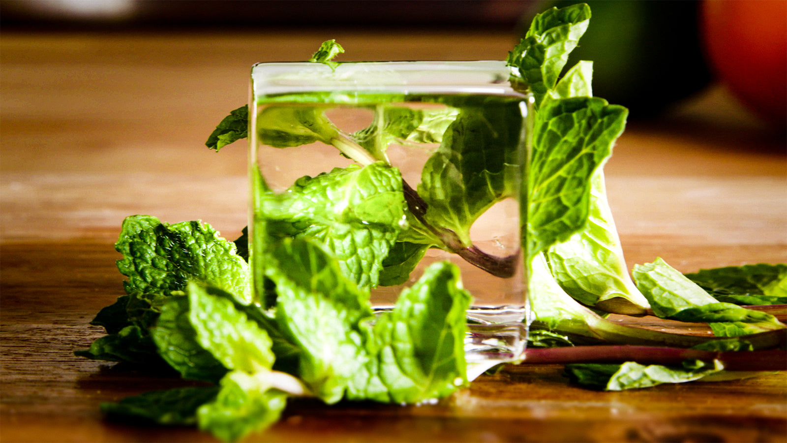 Clear cube sitting in front of mint
